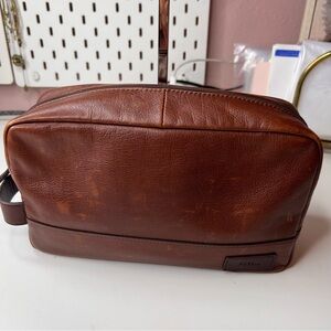 Fossil Rich Brown Leather Toiletry Bag